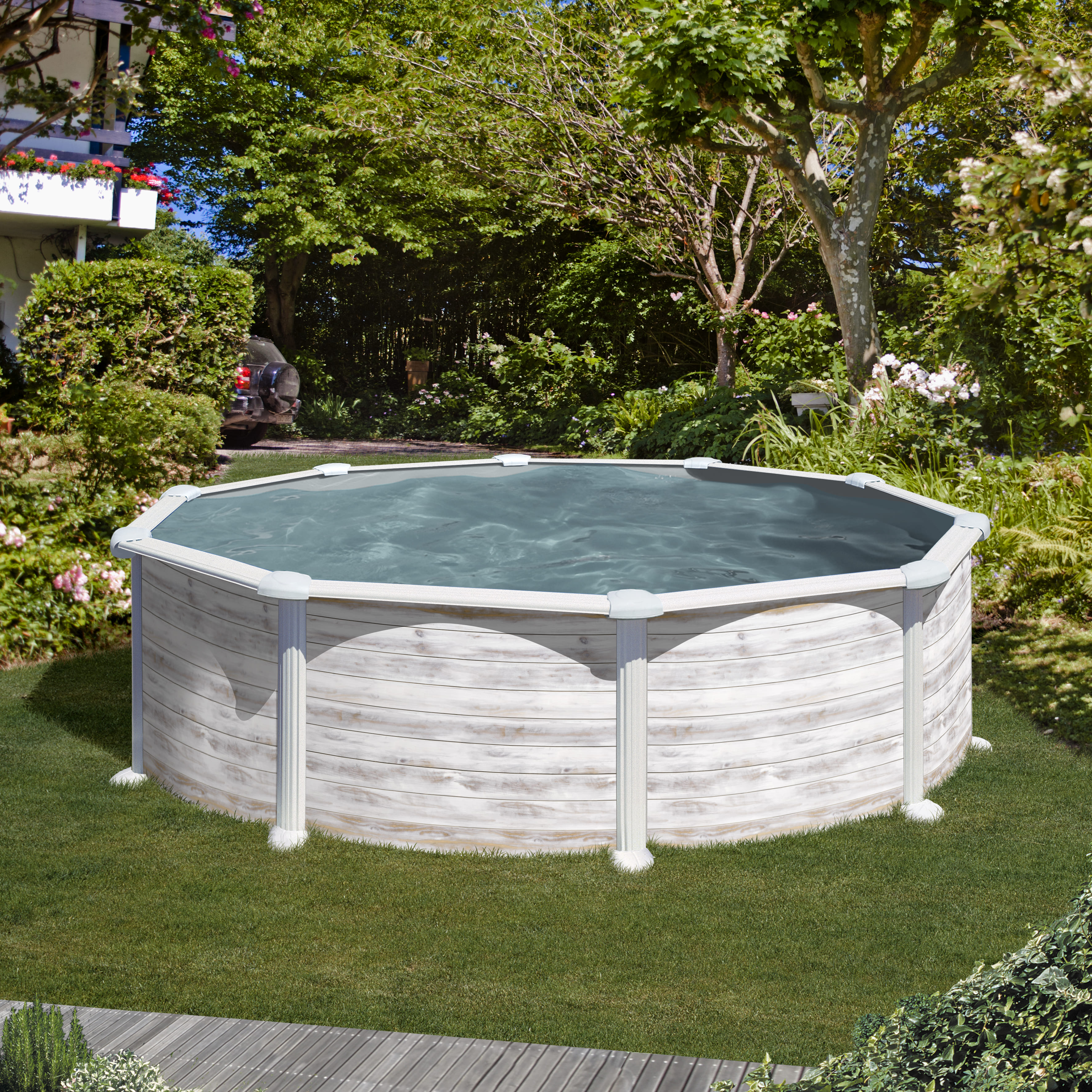 piscina gre acciaio fuoriterra grigio chiaro