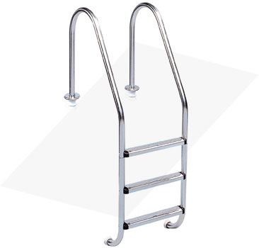 Scala in acciaio inox con 3 scalini per ingresso Piscina fuori terra autoportante in kit in pannelli d'acciaio rettangolare 5,00x2,50 m - h.135 cm