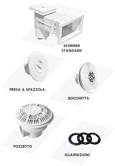 Quali sono gli accessori di filtrazione e collegamento impianto per Piscina fuori terra autoportante in kit fai da te in pannelli d'acciaio 5,00x2,50 m - h.135 cm