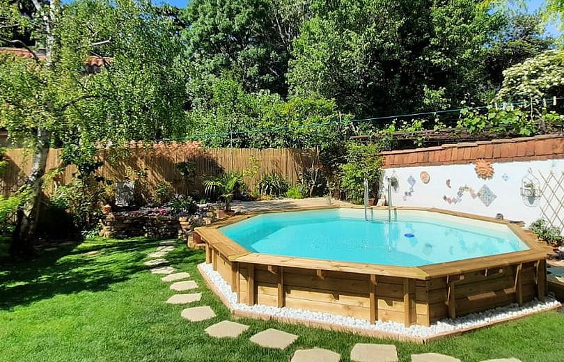 Piscina in legno fuori terra esagonale circolare da giardino Jardin 434