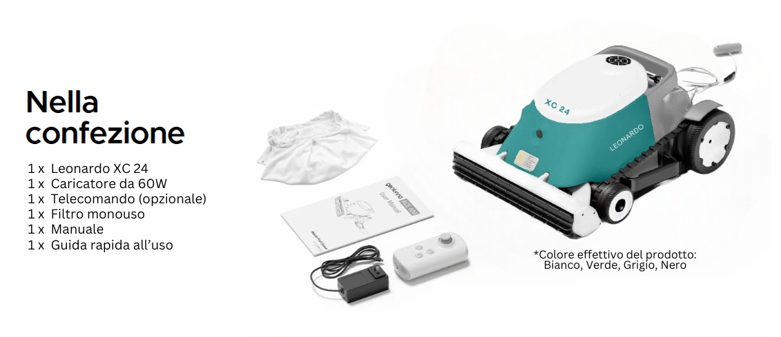 Pulitore automatico piscina Leonardo XC 24 nella confezione