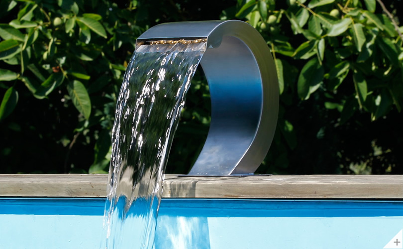 Cascata OASI SMALL in Acciaio Inox 316 e luci LED da giardino o per piscina fuori terra o piscina interrata da esterno - Cover