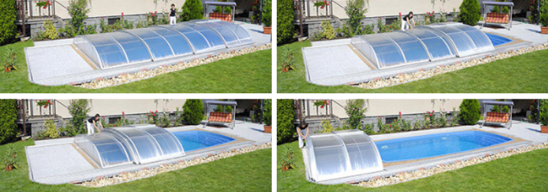Copertura telescopica per piscina interrata da giardino - Moduli