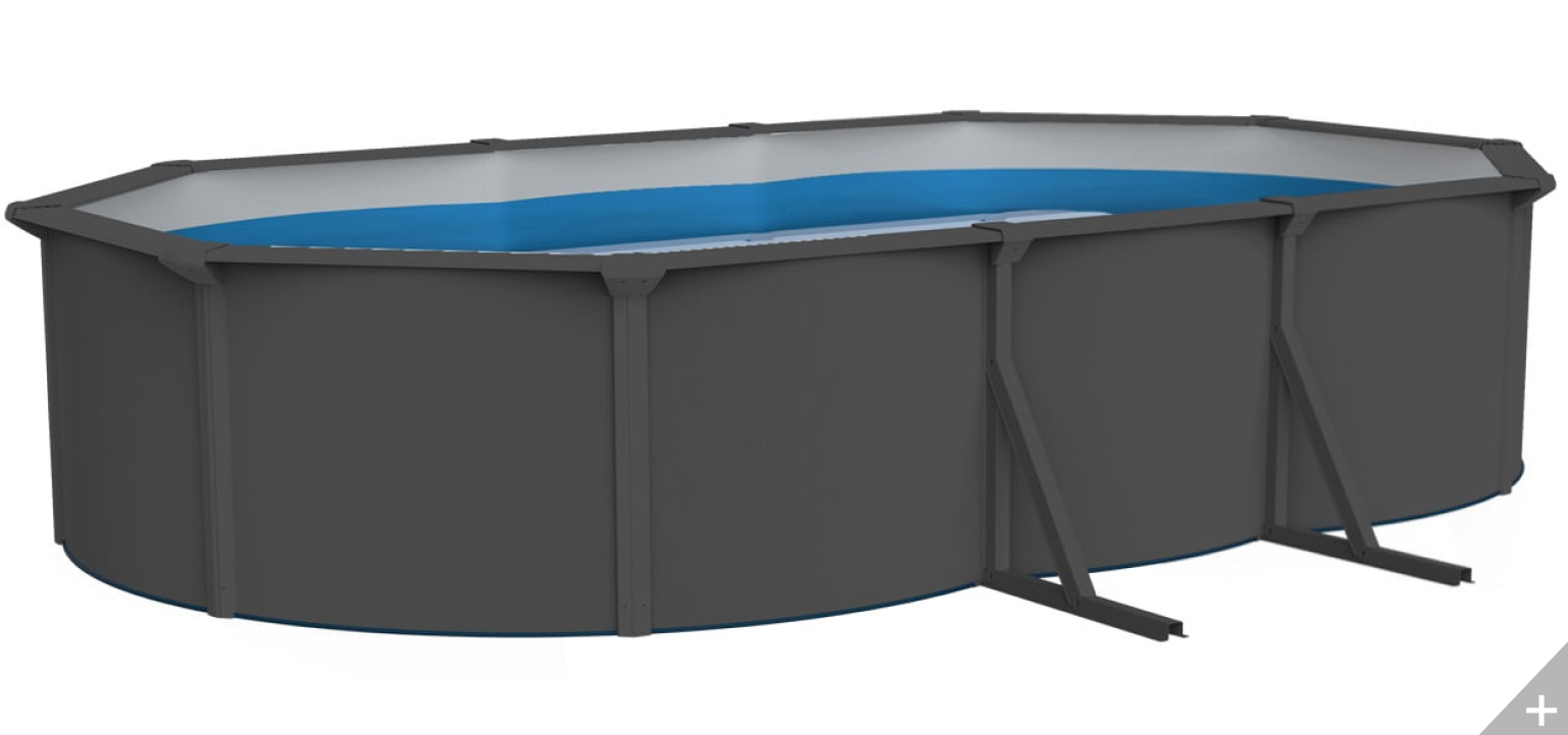 Piscina fuori terra in acciaio Ovale autoportante Aquamarina 610 grigia h. 120 cm