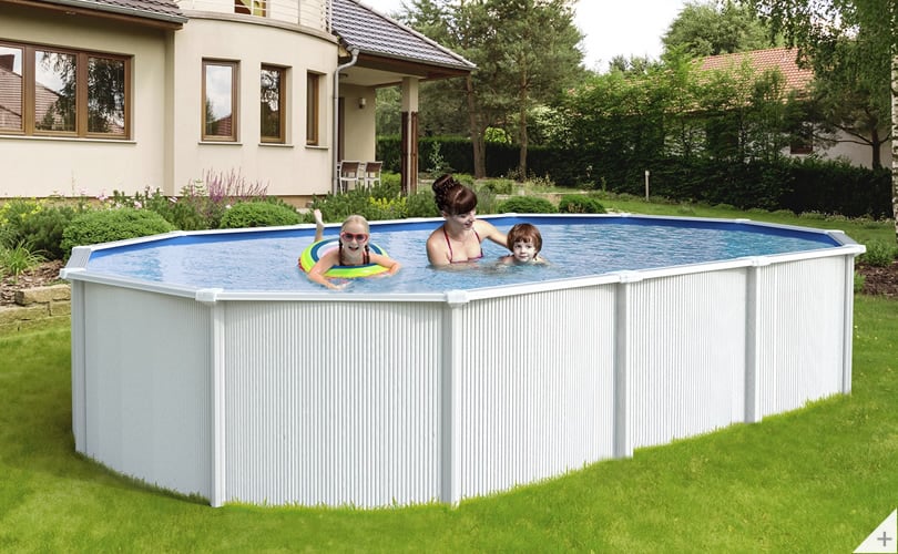 Piscina fuori terra in acciaio Ovale autoportante White Pool 910x460 bianca h. 130 cm