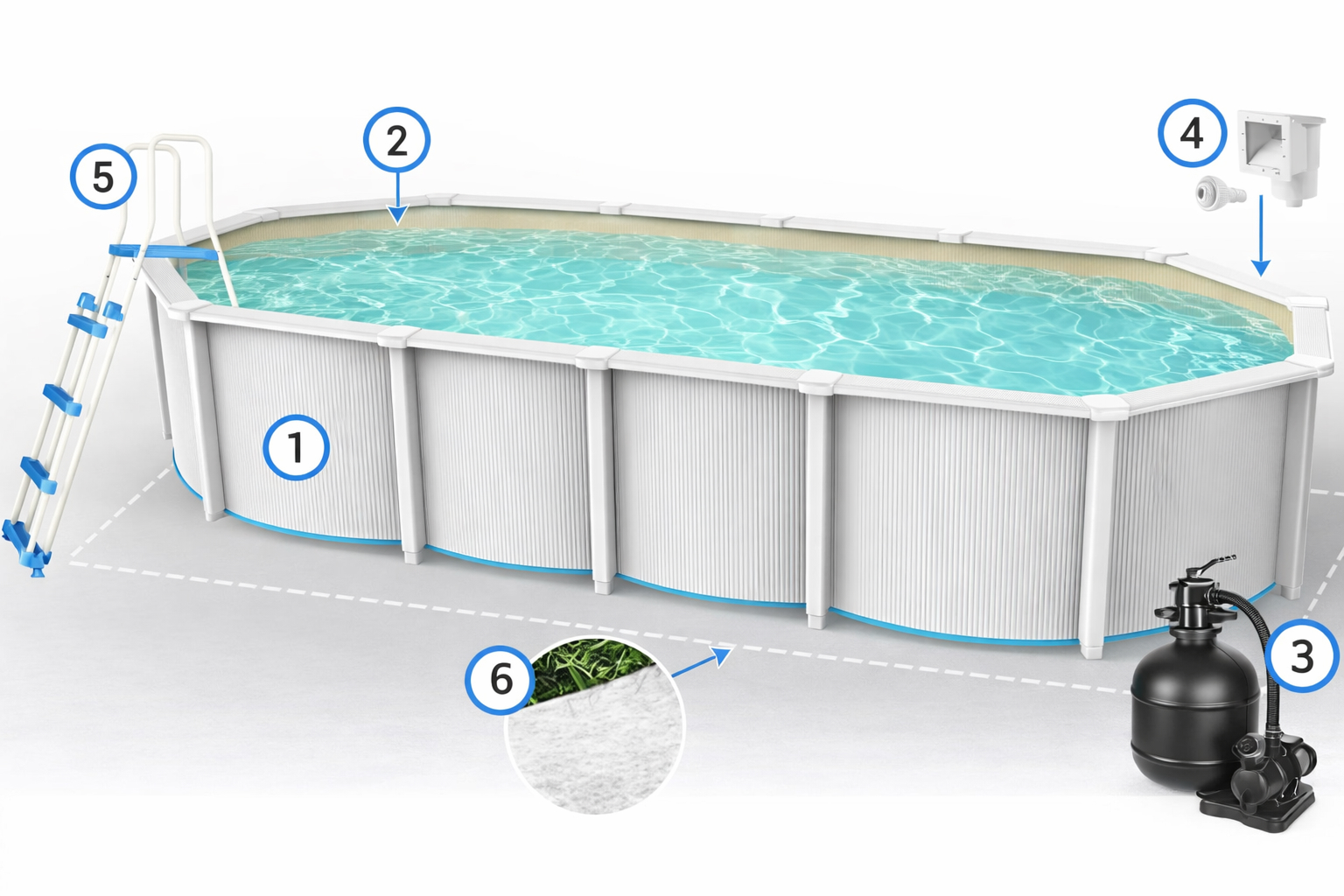 Piscina fuori terra in acciaio WHITE POOL SAND - Caratteristiche