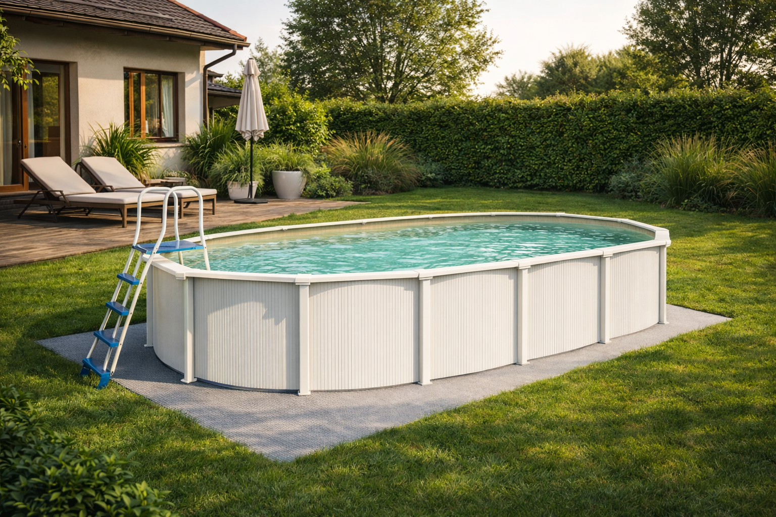 Piscina fuori terra in acciaio Ovale autoportante White Pool Sand 490 h. 120 cm