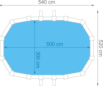 Piscina fuori terra in acciaio GRE Ovale BORA BORA KITPROV503 - Dimensioni