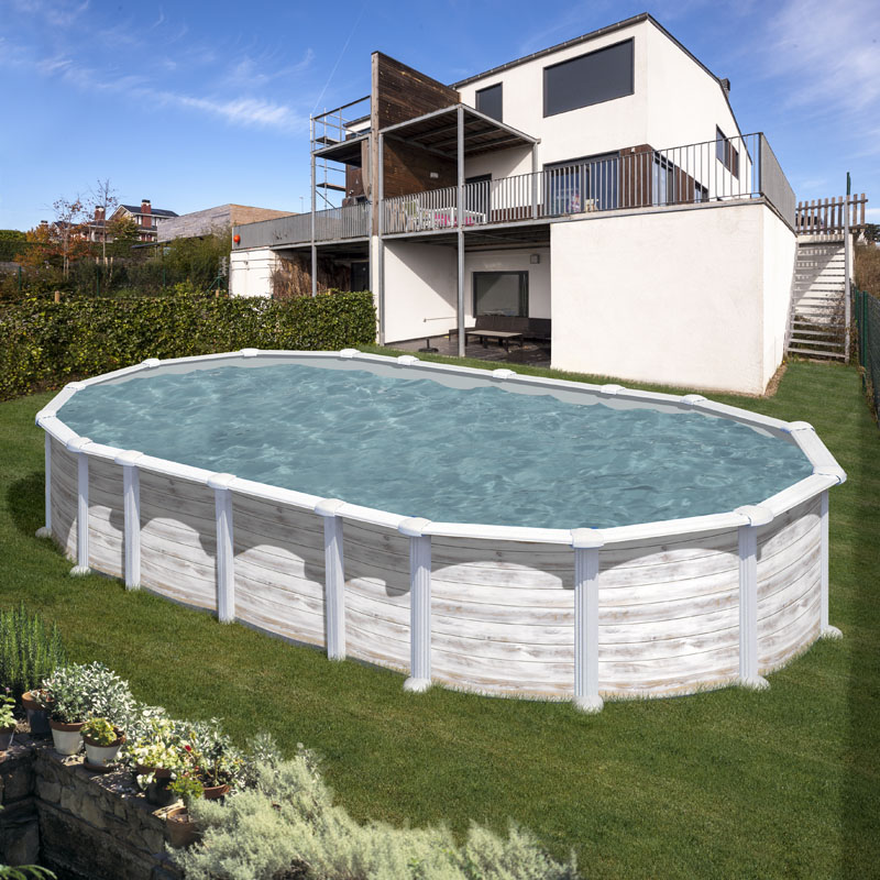 piscina gre acciaio fuoriterra grigio chiaro