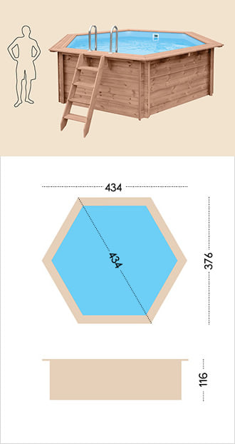 Piscina in legno fuori terra da esterno Jardin 434: specifiche tecniche