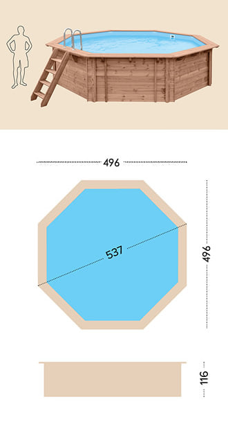 Piscina in legno fuori terra da esterno Jardin 537: specifiche tecniche