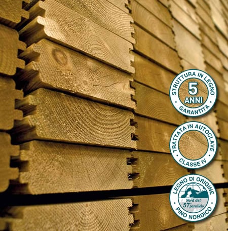 Piscina in legno fuori terra da esterno Jardin 434: struttura in legno naturale di Pino nordico