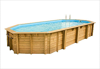 Kit piscina della piscina in legno fuori terra da esterno Ocean 860x470 Liner azzurro: struttura in legno