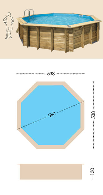 Piscina in legno fuori terra da esterno Ocean 580 Liner azzurro: specifiche tecniche