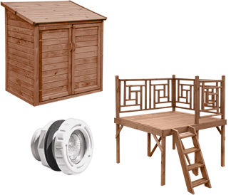 Caratteristiche della piscina in legno fuori terra da giardino Jardin 434: accessori opzionali