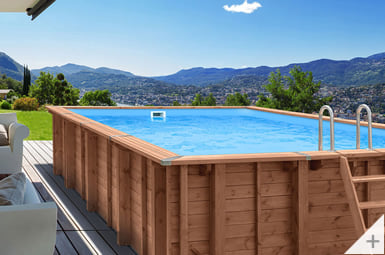 Piscina in legno fuori terra da esterno con Liner sabbia Jardin CARRE 10x6 m da esterno