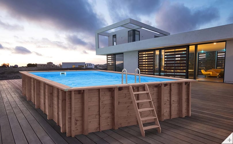 Piscina in legno fuori terra autoportante rettangolare RIVA CARRE 6x2 h 131 cm - immagine di copertina