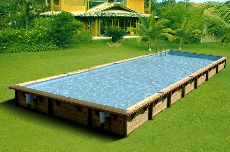 Piscina in legno fuori terra ottagonale circolare da giardino MASTER POOL 1100x500 Liner azzurro