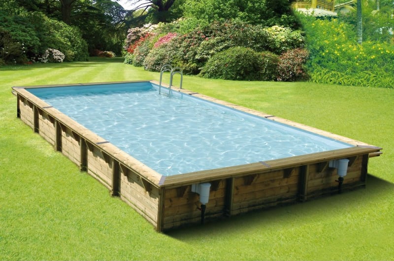 Piscina in legno fuori terra ottagonale circolare da giardino MASTER POOL 800x500 Liner azzurro