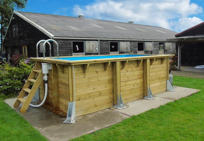 Piscina in legno fuori terra ottagonale circolare da giardino Urban Pool 450x250 Liner azzurro