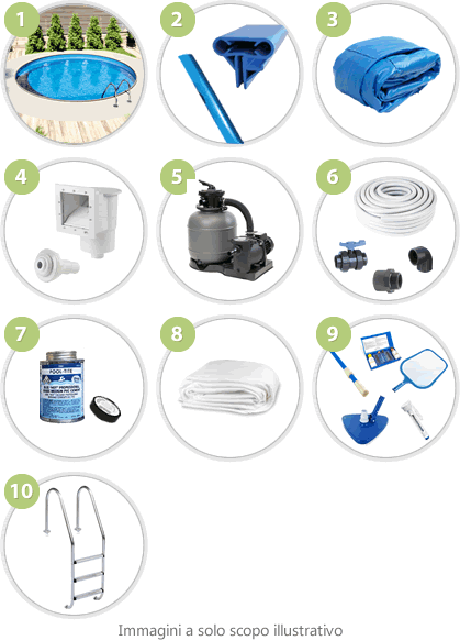 Il kit piscina SKYBLUE DELUXE Ø 3,50 m - h.120 EASY