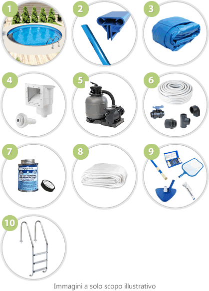 Il kit piscina SKYBLUE DELUXE Ø 8,00 m - h.120 EASY