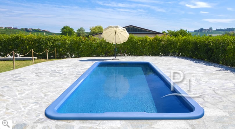 Piscina interrata in vetroresina azzurra GARDENIA con scala + Kit idromassaggio - cover