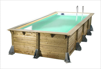 Kit piscina della piscina in legno fuori terra da esterno Ocean 505x350 Liner azzurro: struttura in legno