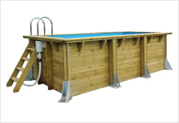 Kit piscina della piscina in legno fuori terra da esterno Azura 450x250 Liner azzurro: struttura in legno