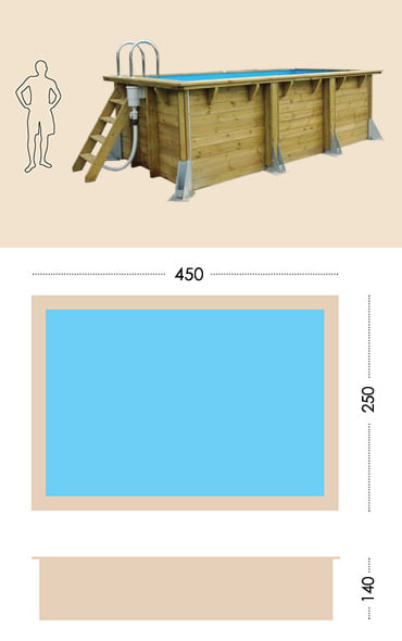 Piscina in legno fuori terra da esterno Urban Pool 450x250 Liner azzurro: specifiche tecniche