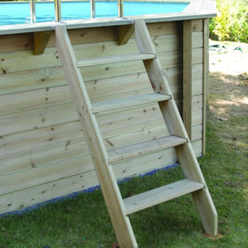 Kit piscina della  piscina in legno fuori terra da esterno MASTER POOL 1100x500 Liner azzurro: scala di accesso in legno