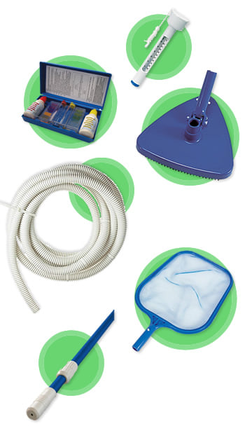 Piscina interrata in lamiera d'acciaio rotonda liner sabbia SKYSAND RELAX 600 h.120 - Kit piscina: Kit di pulizia
