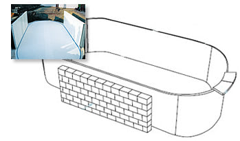 Piscina interrata in lamiera d'acciaio ovale liner azzurro SKYBLUE COMFORT 900 h.120 - Installazione: muretto di contenimento