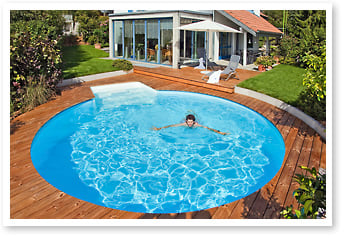 Piscina interrata in lamiera d'acciaio rotonda liner sabbia SKYSAND RELAX 600 h.120 - Immagine 5