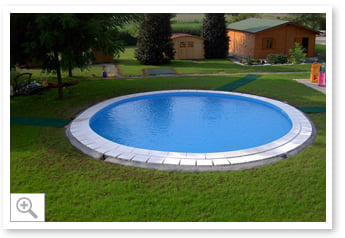 Piscina interrata in lamiera d'acciaio rotonda liner sabbia SKYSAND RELAX 600 h.120 - Immagine 7