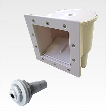 Piscina interrata in lamiera d'acciaio rotonda liner sabbia SKYSAND RELAX 600 h.120 - Kit piscina: skimmer e bocchetta di mandata