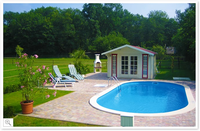 Piscina interrata in lamiera d'acciaio ovale liner azzurro SKYBLUE COMFORT 900 h.120 - Cover