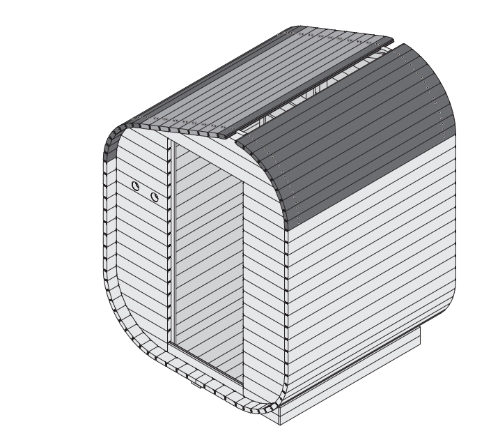Sauna a botte da giardino Asimmetrica look esterno