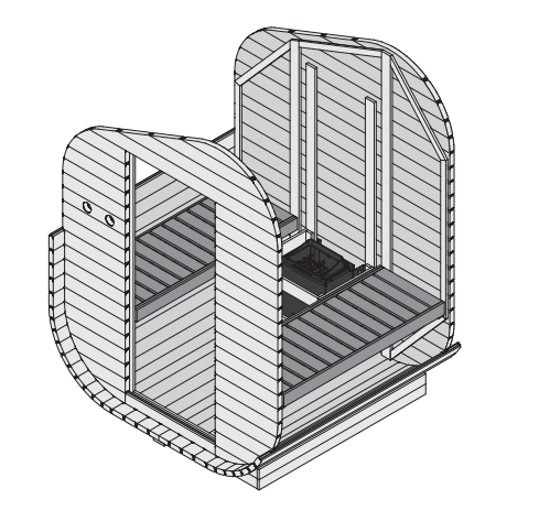 Sauna a botte da giardino Asimmetrica look interno