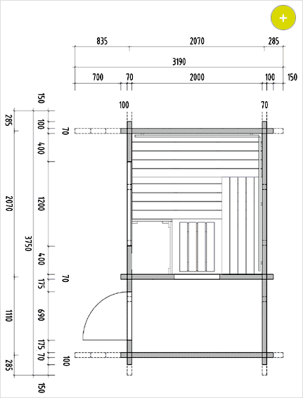 Sauna finlandese da giardino o da esterno Lava - Dimensioni