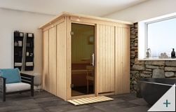 Sauna finlandese classica Anastasia coibentata con porta in vetro GRAFITE con cornice LED