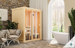 Sauna Ava 1 68 mm coibentata con porta in vetro bronzato – immagine 1