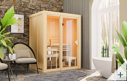 Sauna Ava 1 68 mm coibentata con porta in vetro bronzato – immagine 2