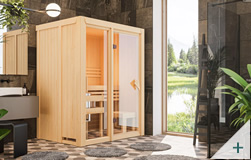 Sauna Ava 1 68 mm coibentata con porta in vetro bronzato – immagine 3