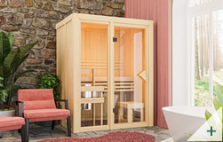Sauna Ava 1 68 mm coibentata con porta in vetro bronzato – immagine 4