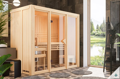 Sauna Ava 2 68 mm coibentata con porta in vetro bronzato – immagine 1