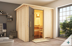 Sauna finlandese classica Dina coibentata con porta in vetro GRAFITE con cornice LED