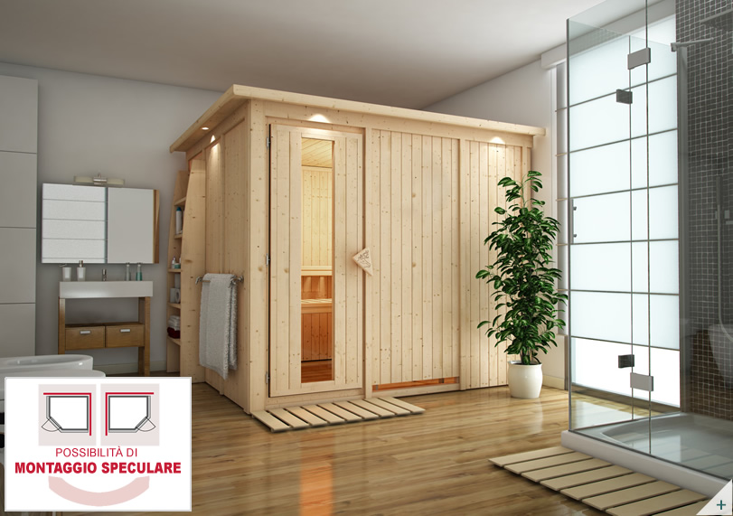 Sauna finlandese classica Eleonora coibentata con porta coibentata in legno e vetro - COVER 