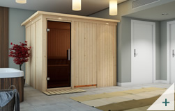 Sauna finlandese classica Eleonora coibentata con porta in vetro GRAFITE con cornice LED