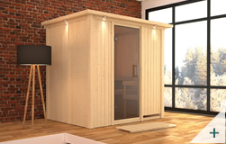 Sauna finlandese classica Laura coibentata con porta in vetro GRAFITE con cornice LED